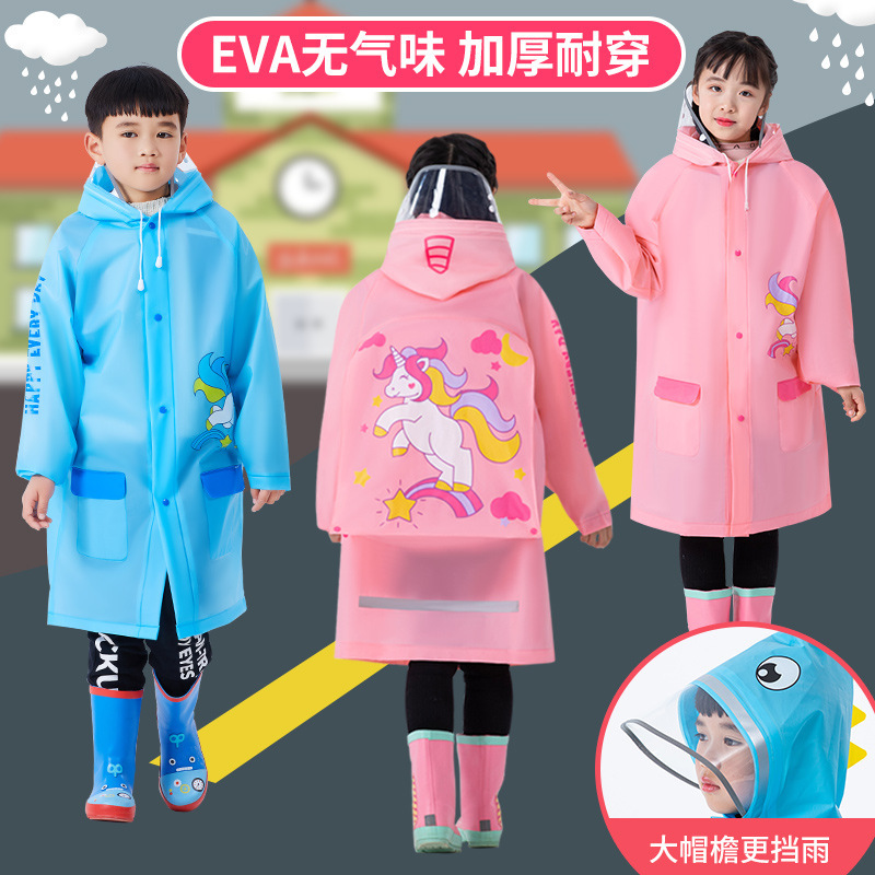 Children's raincoat Eva with schoolbag for primary school students big brim boys and girls extra-large thickened poncho coat rain gear