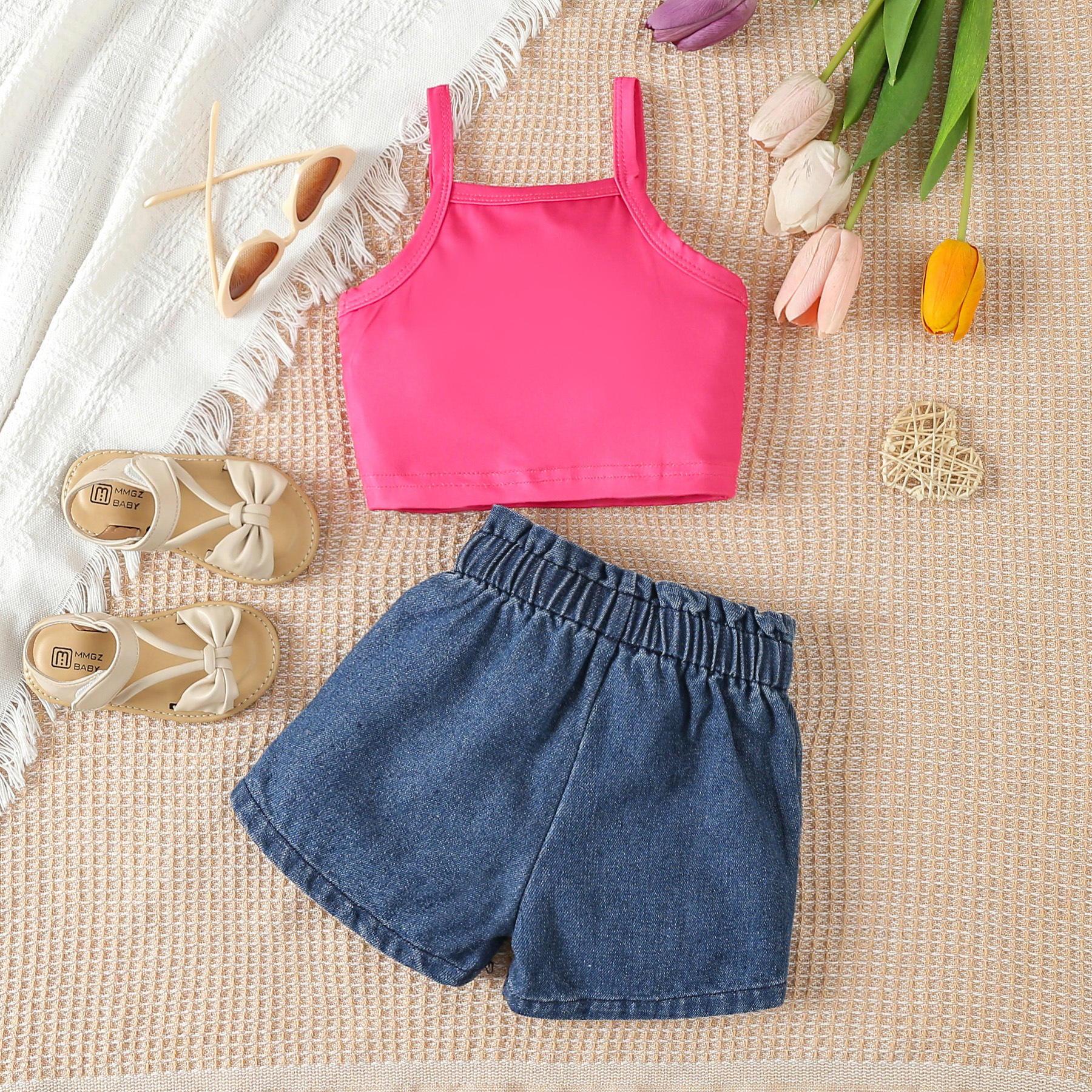 Girl'S Gender Valentine'S Day Cute Letter Heart Shape Cotton Blend Girls Clothing Sets