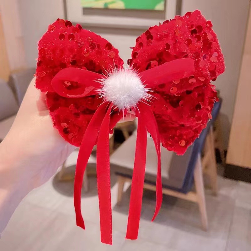 Bebé Año Nuevo de felicitación de Año Nuevo accesorios para el cabello nueva peluca horquilla niñas exquisitos accesorios para el cabello de Año Nuevo horquilla roja al por mayor