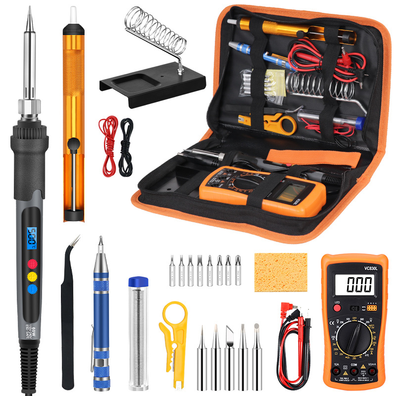 跨境货源调温数字电烙铁60w带万用表家用维修焊接烙铁套装厂家