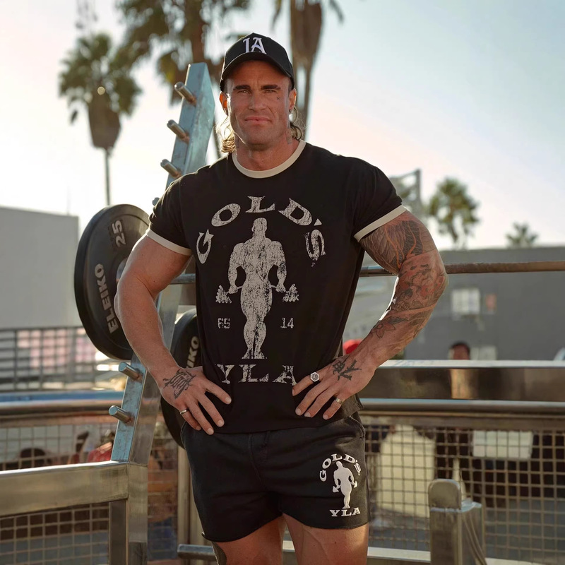 Youngla Alliance Gold's New Summer Men's T-Shirt Jogger Sports Fitness Cotton Slim Short-Sleeved Shirt