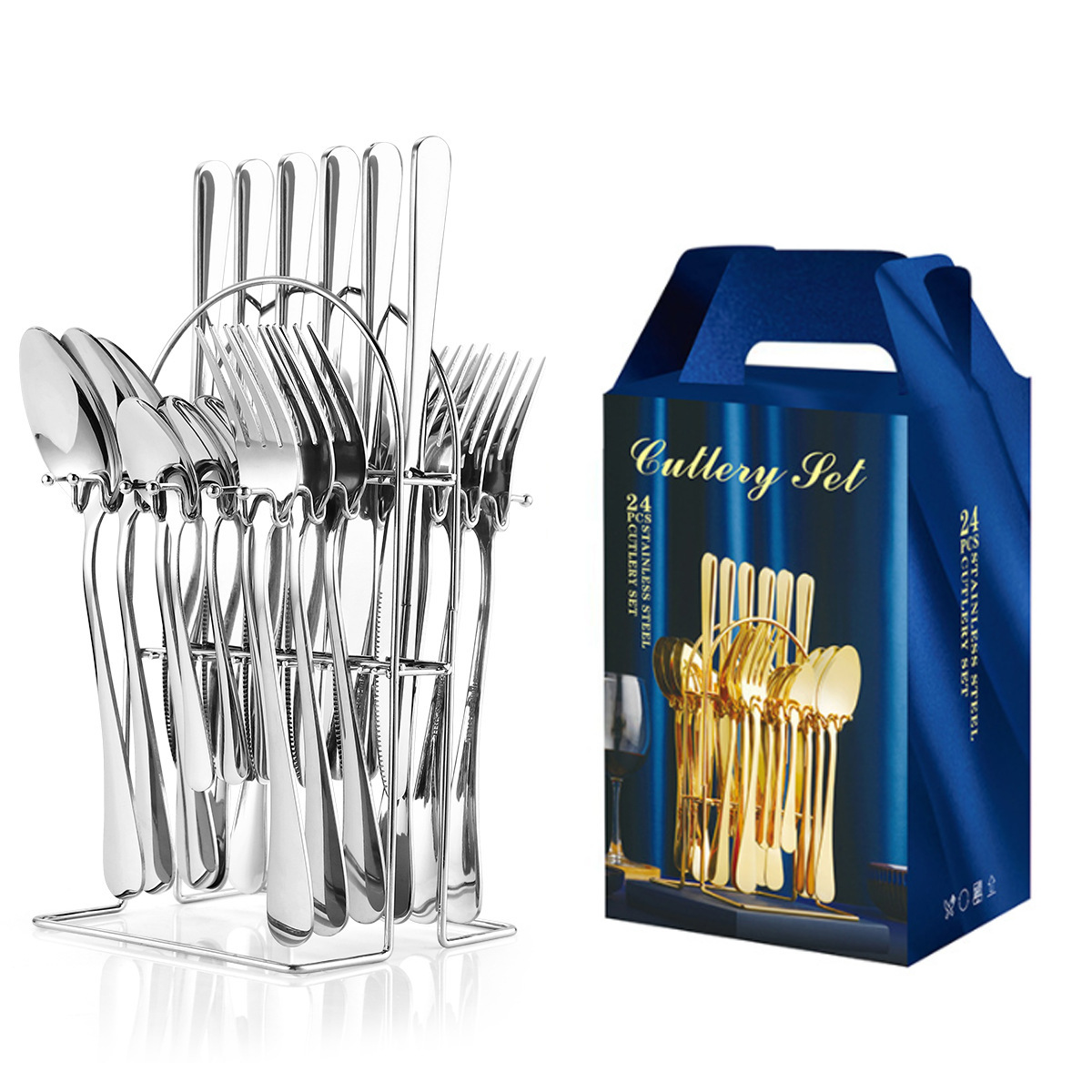 Caja de regalo transfronteriza 1010 vajilla de comida occidental Cuchillo, tenedor, cuchara, tenedor, vajilla de acero inoxidable, bistec, tenedor, tenedor, tenedor, cuchillo