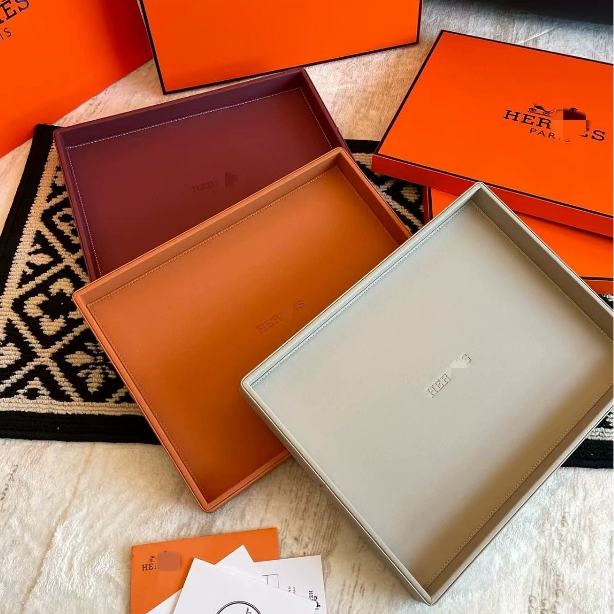 H Home легкий и роскошный кожаный поднос для хранения рабочего стола