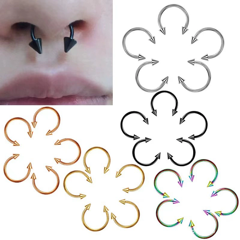 Европейские и американские производители оптовых поставок пирсинг-аксессуаров: кольца для пирсинга из нержавеющей стали с C-образным профилем, галстуки-кольца, конусные кольца для носа с гальваническим покрытием.