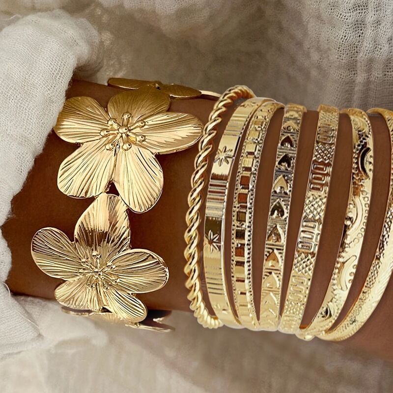Han Zhishang European and American cross-border best-selling exaggerated bracelets and bangles, fashionable mixed-and-matched women's jewelry, layered style combination wholesale