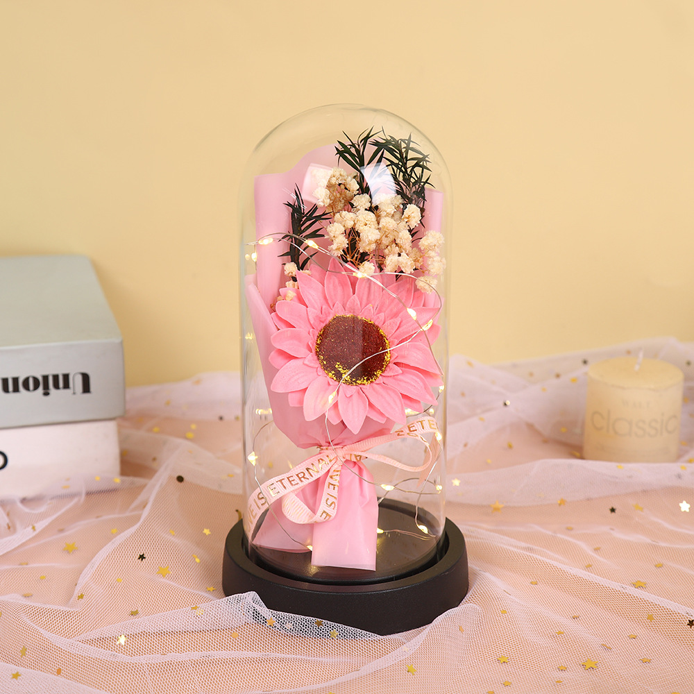 Fábrica al por mayor 520 regalos de día de San Valentín copa de vidrio eterno flores de jabón de rosas para enviar adornos exquisitos para amigos