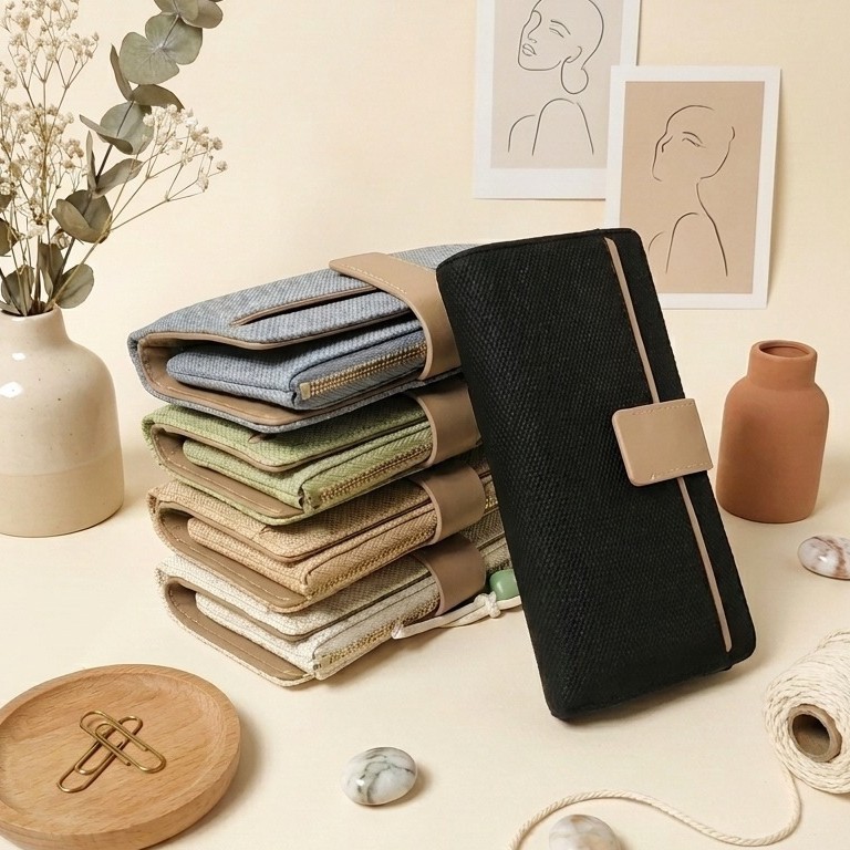 2026 New Model Women's Wallet Coin Purse Ins Wholesale Storage Woven Large Capacity Multi-Card Slots High Aesthetic Value