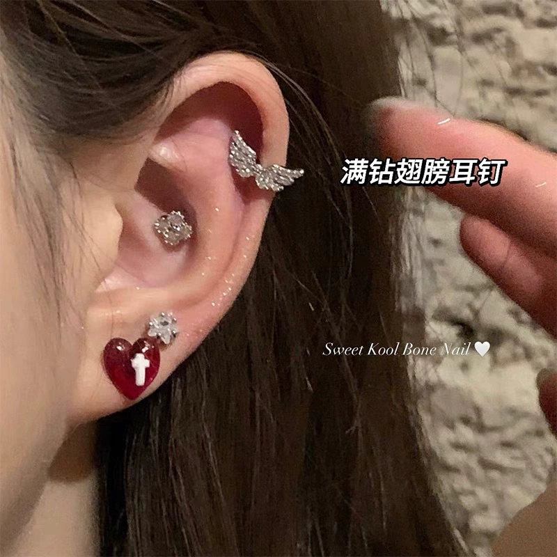 Серьги, сердце и крылья ангела из нержавеющей стали с цирконием, новая коллекция