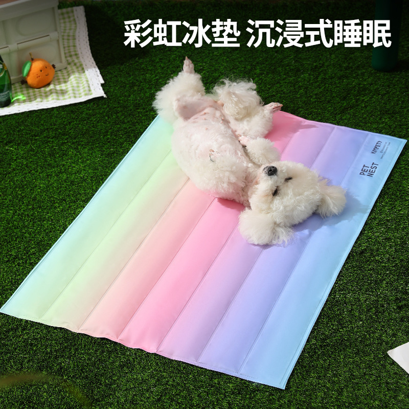 Almohadilla de hielo para mascotas, gradiente de arco iris, nido de hielo, alfombra para perros, alfombra para dormir, alfombra para perros, alfombra de hielo de verano, nido de hielo para gatos, nido de hielo al por mayor