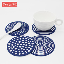 亞馬遜硅膠杯墊圓形9.8cm印圖案創意防滑隔熱墊簡約咖啡茶杯墊子