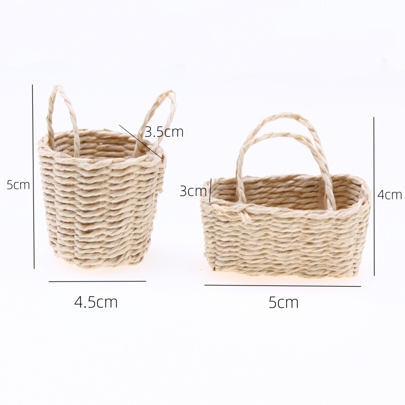 Doll House Mini Lafite Portable Flower Basket BJD Simulation Storage Basket OB11 Miniature Scene Shooting Props