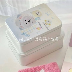 自虐的なクマの UV プリント鉄箱、星を追う女の子の必需品、鉄箱、小さなカード収納、ガールズハートカード収納ボックス