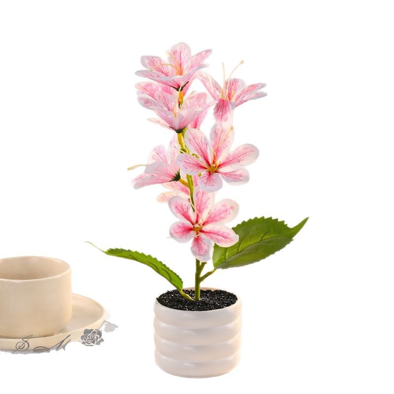 9 cabezas de serigrafía pequeña magnolia bonsai flor de simulación creativa decoración de estudio fotográfico para el hogar decoración planta verde artificial simulación en maceta