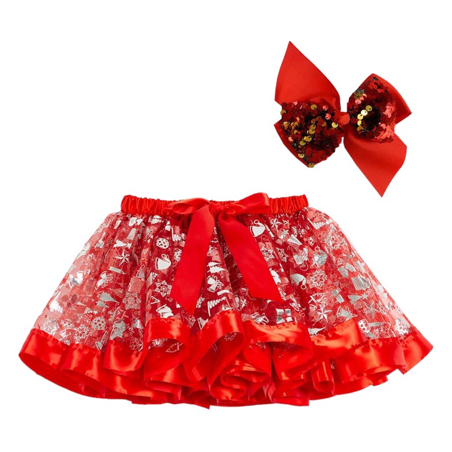 2024 ropa de los niños de Europa y América de Navidad falda de las niñas de dibujos animados impreso alzas de Navidad Árbol de Los Niños pettiskirt malla