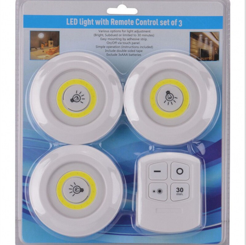 Factory direct COB wireless remote control light pat light night light wall cabinet light play mobile phone eye protection light home
