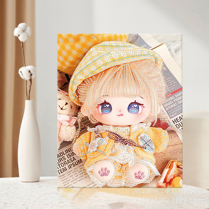 Pegatinas de diamantes calientes diy muñecas de algodón hechas a mano pintura de diamantes pintura de diamantes ventas directas de fábrica pegatinas de pintura de mampostería con marco