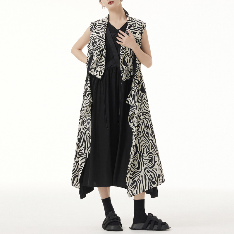 Estilo de la calle francés traje de cuello chaleco sin mangas de las mujeres de primavera y otoño delgada cintura apretada diseño sentido nicho estilo occidental Chaqueta de punto image 2