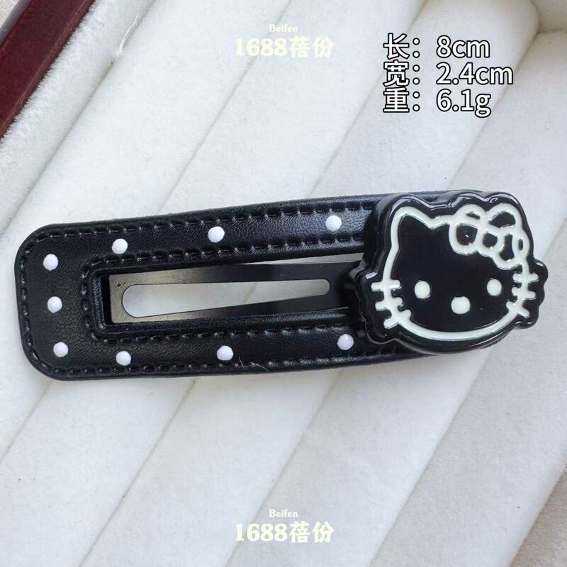 简约百搭黑白波点皮质水滴BB夹侧边刘海夹可爱猫咪碎发夹ins发饰|undefined