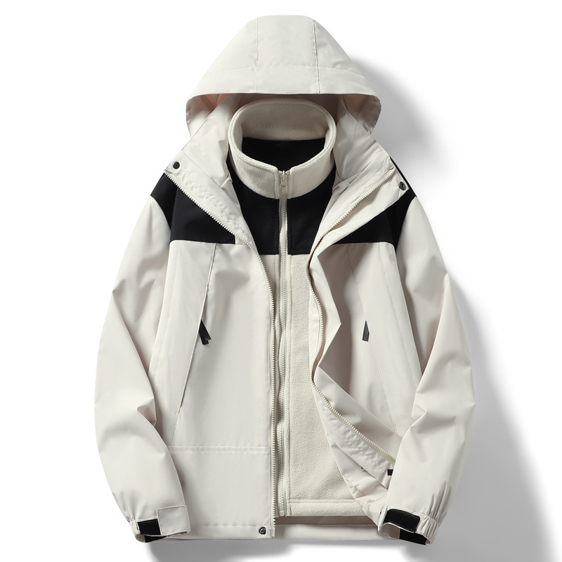 卸売ジャケット スリーインワン取り外し可能な防水防風登山ハイキングジャケット男性と女性のチームロゴカスタマイズ|undefined