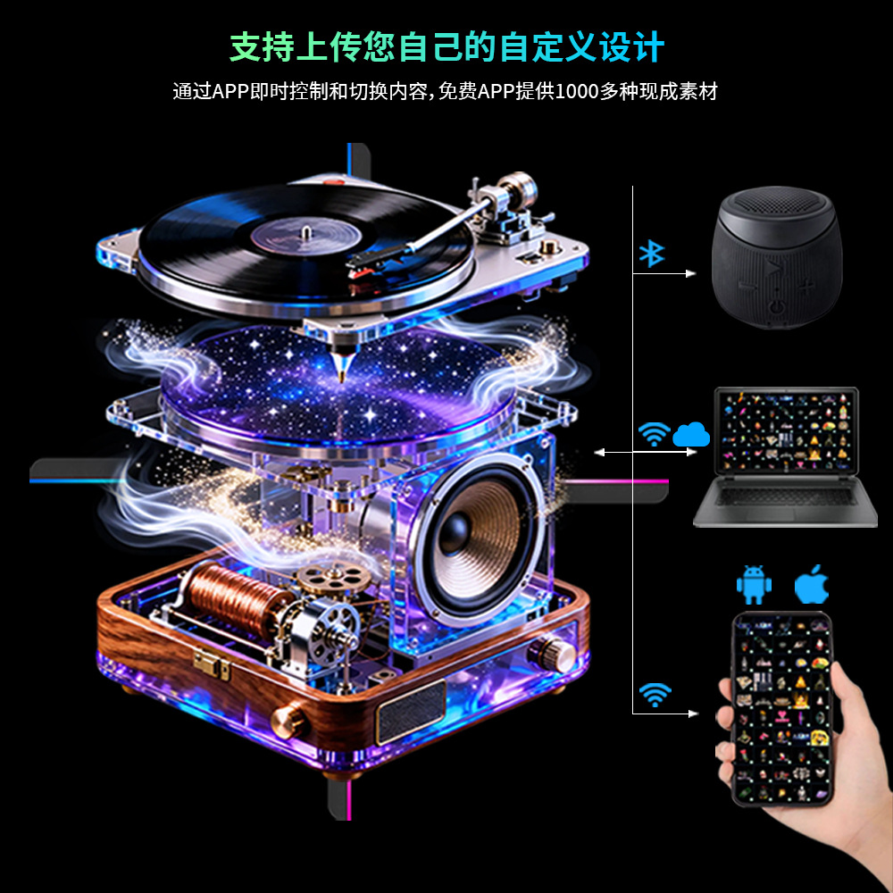 Holographic 3D fan screen holiday gift desktop decoration