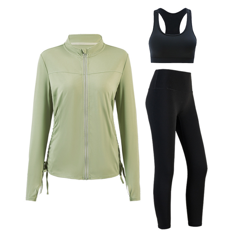 대형 사이즈 요가복 2024년 신상품 긴팔 스탠드업 칼라 슬림 스포츠웨어 속건성 러닝 스포츠 슈트 여성 헬스장