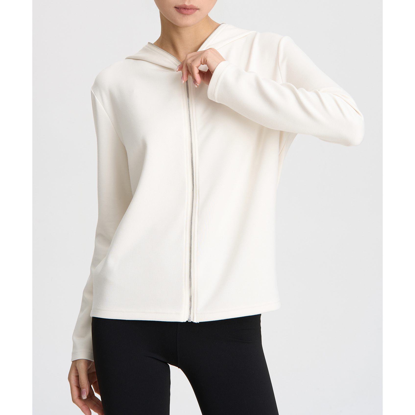 Copper ammonia silk casual hooded sweater zipper cardigan coat 2024 early spring skin-friendly comfortable slimming sports top