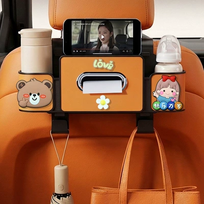 Car cup holder/beverage holder – design - happiness-forever-4-in-1-seat-storage-box-4th-generation-orange