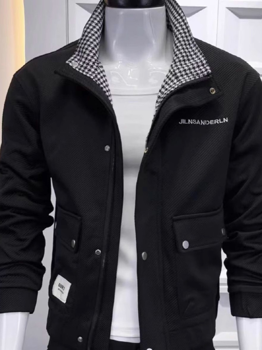 Chaqueta bordada Chaqueta guapa de primavera 2025 nuevos tops de hombre ropa de trabajo marca de moda cuello alto chaqueta de gran peso