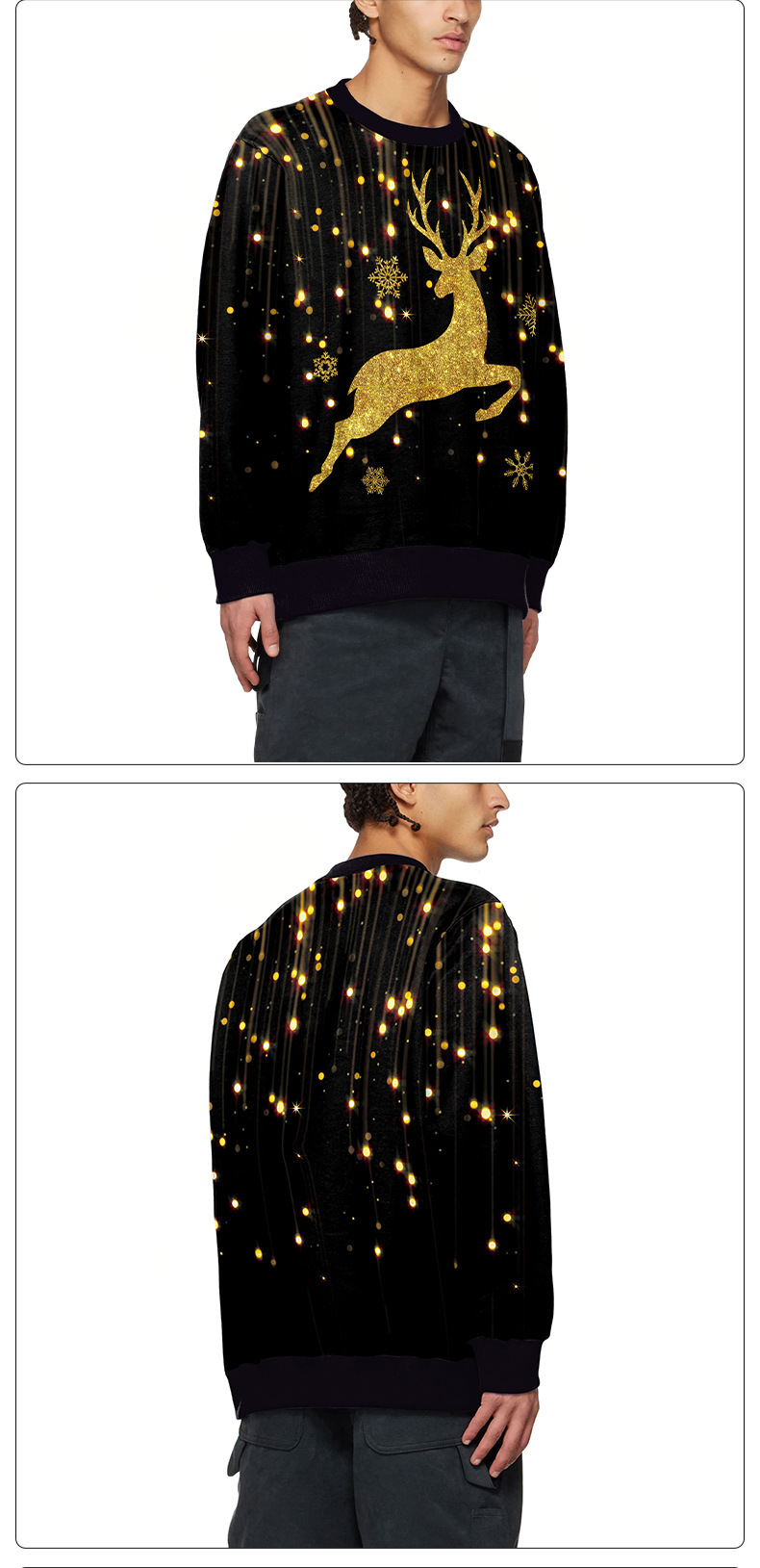 Nieuwe kleding Kerst Elanden 3D digitaal printen ronde hals trui casual koppeloutfit_voghion.com