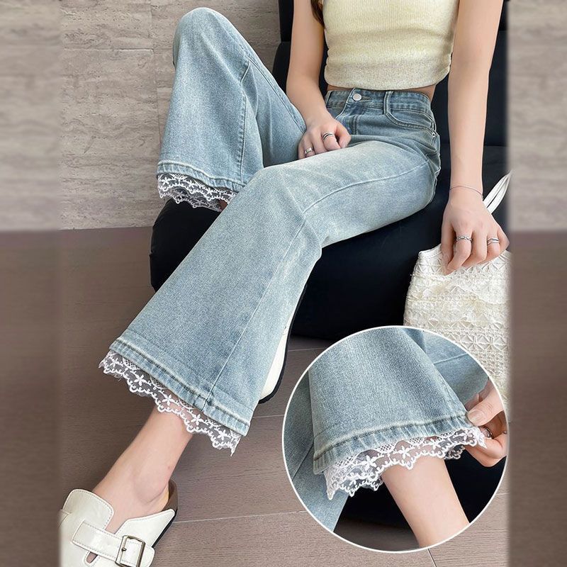 Blue lace summer jeans