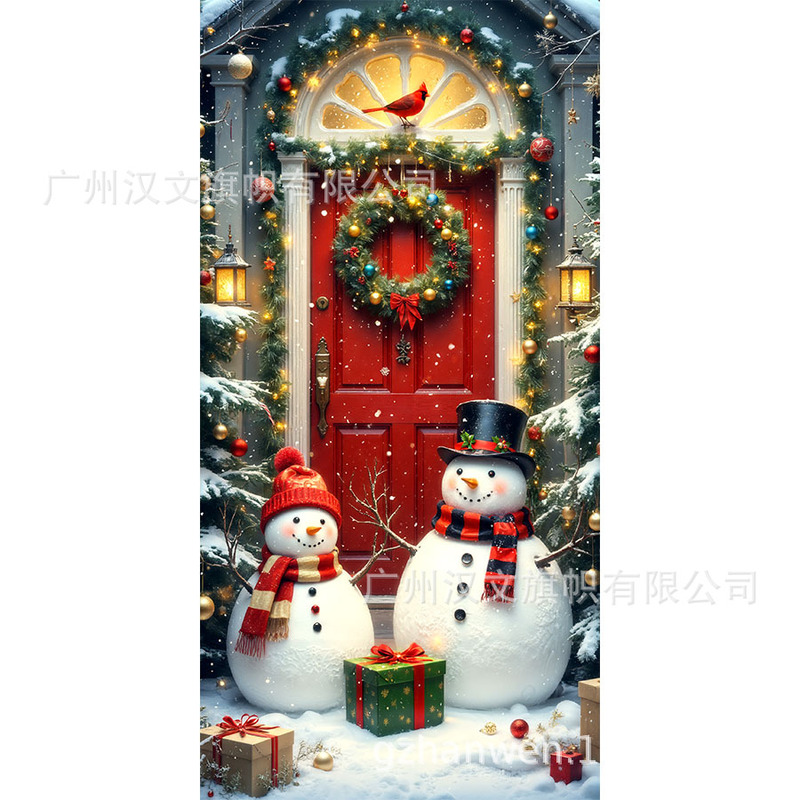 新しいクリスマスドアカーテン、サンタクロースが祝うお祭りの雰囲気の装飾用品、シーンを演出する屋外ドアカバー、祝賀用吊り下げ飾り|undefined