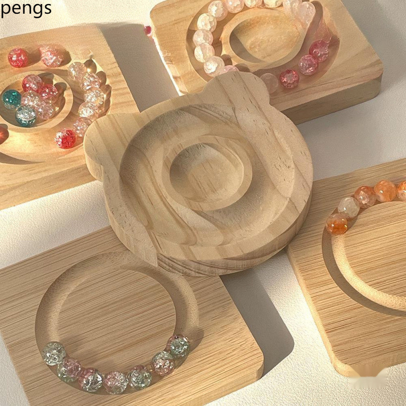 Crystal Beaded Plate Assembled Pine Design Plate Bracelet Display Plate Handmade DIY Bead Props Splicing Tutorial