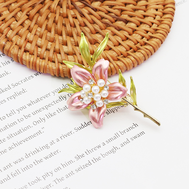 Vibrant and Colorful Enamel Lily Flower Brooch for Women, Unique Flower Pin, Suit Accessory, Gift
