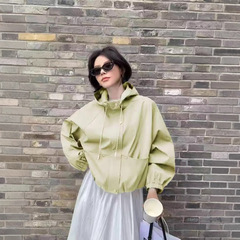 时尚休闲连帽短款外套女2025春秋新款宽松百搭小个子减龄夹克上衣