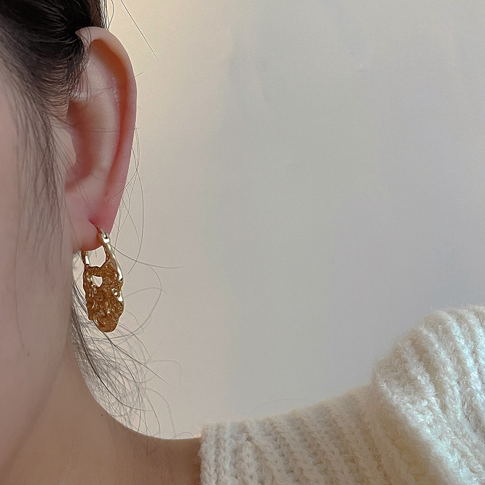 INS Style Solid Color Copper Irregular Plating Earrings 1 Pair