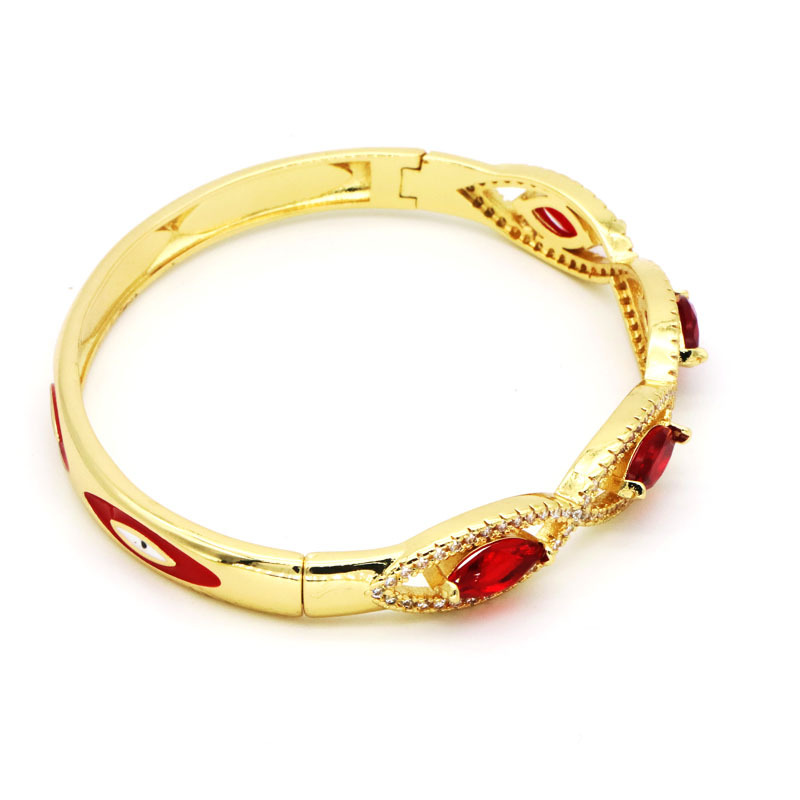 Fashion Devilu0027S Eye Copper Inlay Zircon Bangle 1 Piece