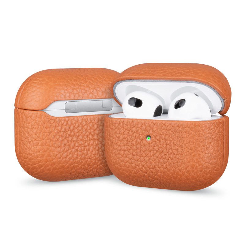 Suitable for AirPods Pro 3 AirPods Series Lychee Pattern Genuine Leather Apple Earphone Protective Case