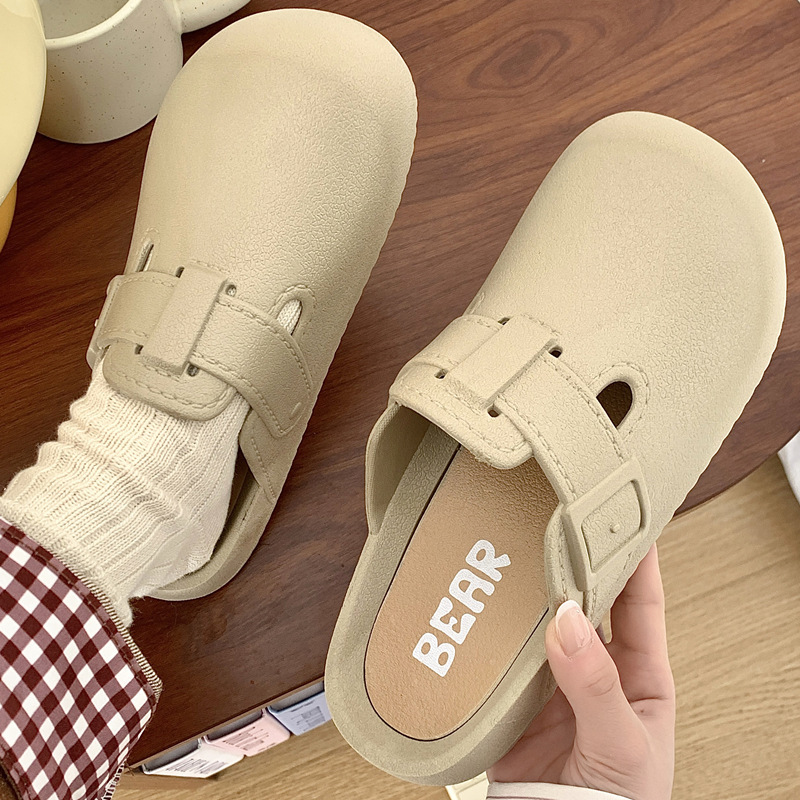 Summer Office Lazy Flat Half-Slippers for Women with a Stepping-On-Clouds Feel, Non-Slip Simple Indoor Comfort Shoes