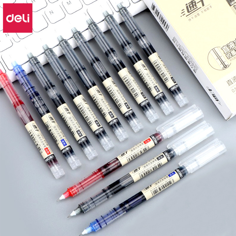 S856 Neutral Pen Direct Liquid Rollerball Pen 0.5 Black and Red Student Office Plastic Large Capacity Needle Tube Box Set