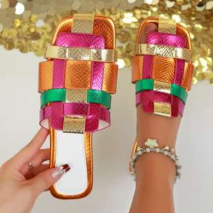 �W�����^�U��ƽ����ЬŮ�羳�¿��⴩ƴɫ���˰���ɳ������Ь