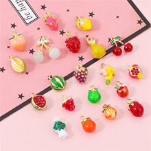 彩色小水果草莓合金滴油吊坠 diy手工制作耳环手链饰品材料小挂件