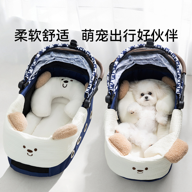 Cojín de cochecito para mascotas lindo oso blanco, accesorios de cochecito para perros pequeños y gatos, suministros para perros y mascotas al por mayor