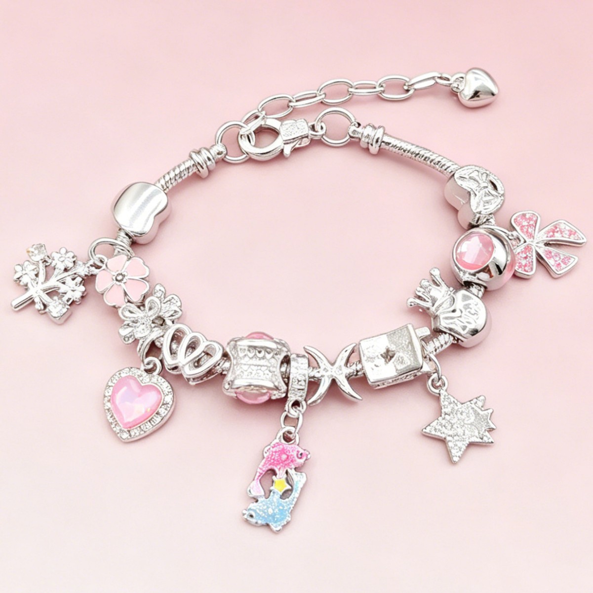 Pan brazalete DIY Piscis brazalete diamante amor pentagramas árbol de la vida arco flores joyas de moda