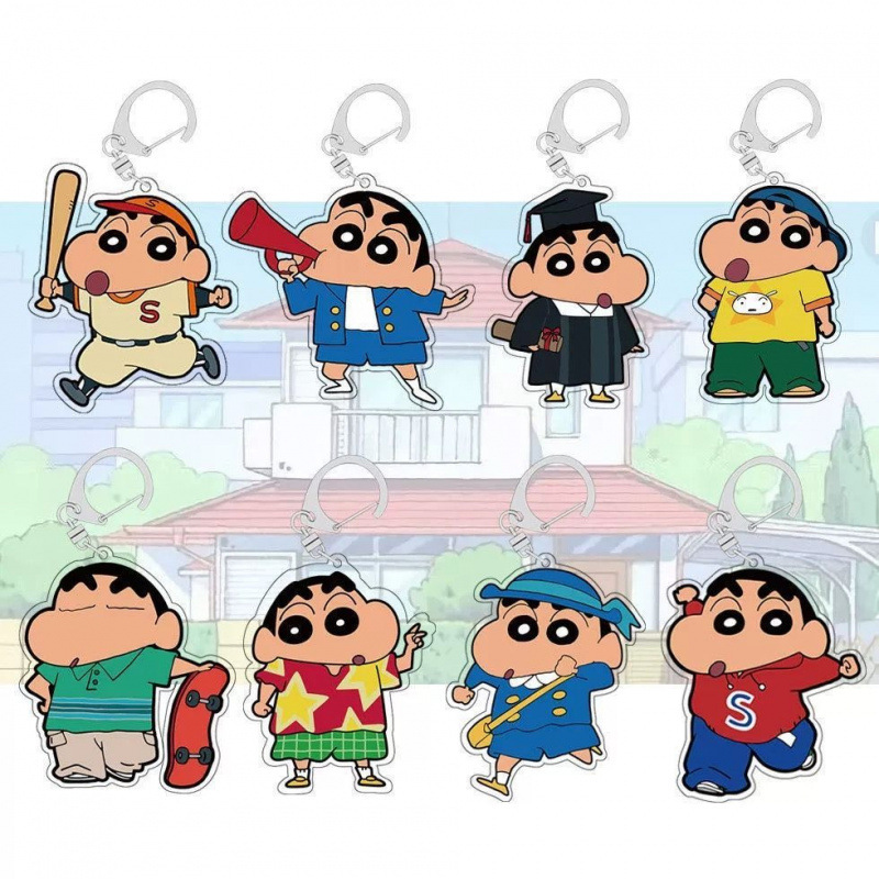 Crayon Shin-Chan Acrylic Keychain Stand Car Transparent Pendant Backpack Chain Cute Cartoon In-Stock Accessory