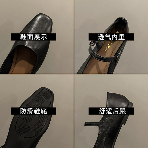 French evening breeze commuting single shoes for women, wholesale new spring Korean version fairy thick heel Mary Jane small leather shoes