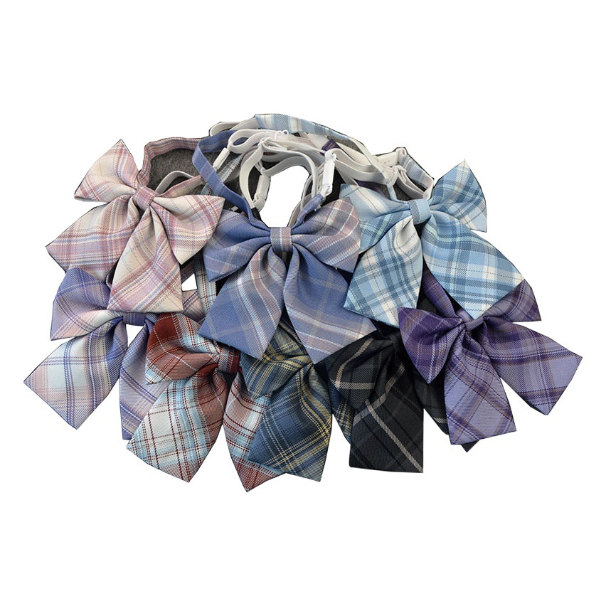 Venta caliente estilo de la Universidad gangritian ahumado gris carbono negro arco Plaid boxeador JK collar flor pajarita camisa Accesorios