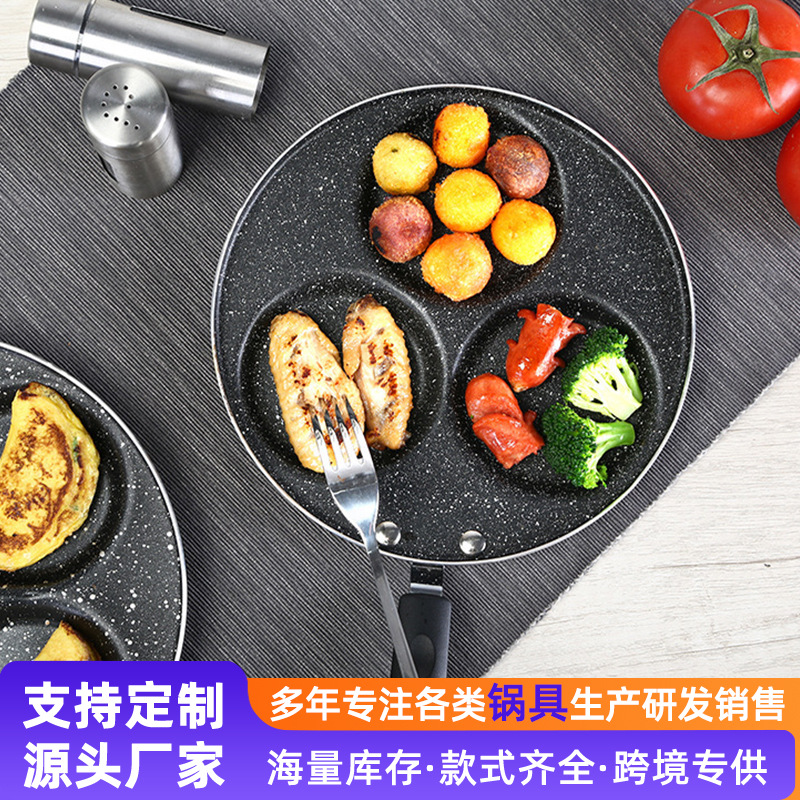 Suministro directo de fábrica de cuatro agujeros tortilla maifan piedra antiadherente pan huevo dumpling desayuno multifunción hogar mini tortilla