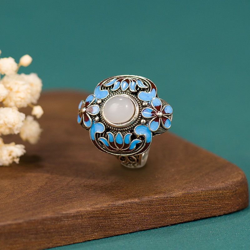 Vintage Designer Ring Für Damen Aus Achat Und Hetian Jade_voghion.com