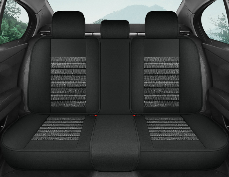Temu Cross-Border Popular Linen Burlap Car Seat Cushion 2026 New Model Fabric Five-Seater Universal Seat Cover for All Seasons