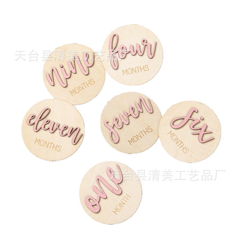 La foto de crecimiento del bebé de madera de doble cara registra el hito de la decoración creativa, el hito del grabado láser